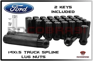 2015-2020 Ford Mustang Shelby GT 5.0 Ecoboost 7 Spline Black Lug Nuts M14x1.5 - Picture 1 of 8