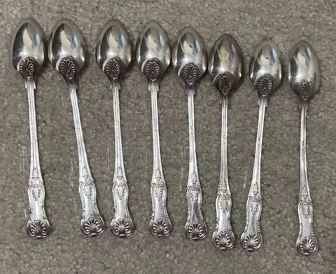 SILVER PLATED SPOON shells and scrolls Pattern London England set of 8 Cover
