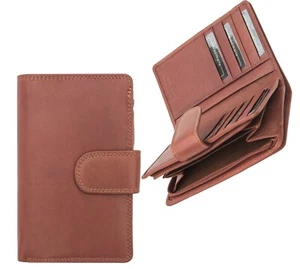 Alva Ladies Soft Cognac Leather Tab Purse Brown Women's Wallet New - Imagen 1 de 5
