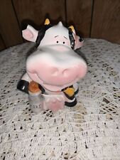 Holstein Dairy Milk Cow Piggy Bank Coin Slot Savings Black White Figurine VTG