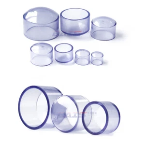 UPVC/PVC Kappe Rohr Ende Kappen Deckel Stopfen Φ20mm-110mm Transparent - Picture 1 of 6