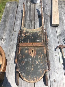 Antique Black Wood Sled 1870-1950's - Picture 1 of 5