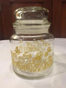 Vintage Glas gelb Schmetterling Kanister Glas Halter Bad Apotheker Hochzeit - Bild 1 von 1