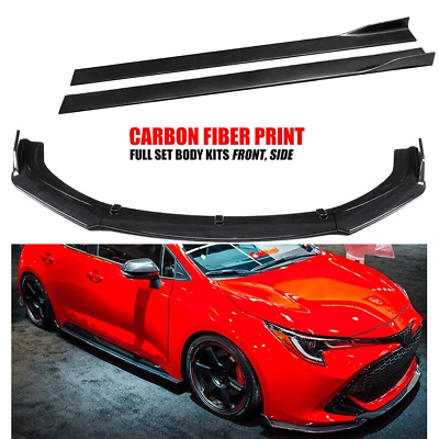 For Toyota Matrix 2003-2014 Front Bumper Lips Splitter + Side Skirt Carbon Fiber - Image 1 of 4