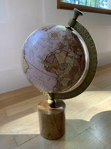 Drexel Heritage World Globe rosa Holzsockel Schreibtisch 16" H NEU Legende - Bild 1 von 5