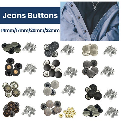 14mm/17mm/20mm/22mm Hammer-On Jeans Buttons for Denim Skirts Leather Bags Studs - Image 1 of 4