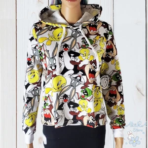NWT LOONEY TUNES BUGS BUNNY TAZ TWEETY AUTHENTIC JUNIOR WOMENS HOODIE SWEATSHIRT - Picture 1 of 5