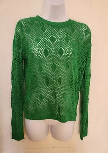 Shein Damen Pullover mit Lochmuster Größe S Knöpfe am Rücken grün - Bild 1 von 11