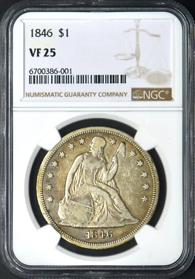 1846 Seated Liberty Silver Dollar - NGC VF25 Toned - ✪COINGIANTS✪ - Image 1 of 2