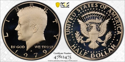 1979 S 50c KENNEDY HALF DOLLAR TYPE 1 PCGS PR69DCAM with Gold Shield & TrueView Cover