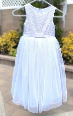 Свадебное платье для девочки с белым цветком David's, 6T - Изображение 1 из 4