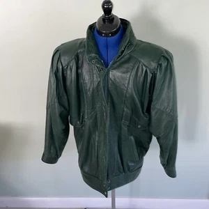 Chaqueta de cuero vintage verde Oscar Leopold pequeña para mujer 100 % genuino - Imagen 1 de 10