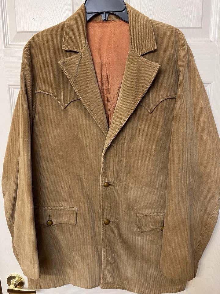 Vintage Pioneer Wear Corduroy Western Blazer Jacket Mens 40L Made in USA Tan - Image 1 of 4