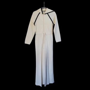 Joshua Tree Vintage Smart Unique Retro Cream Black Stretch Jumpsuit, Size Small - Picture 1 of 13