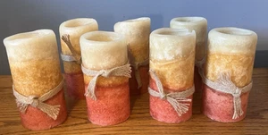 Fall Candle Lot, 7 Pillar Candles Orange / red / cream Used! - Picture 1 of 8