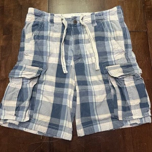 Vtg Abercrombie Fitch Cargo Shorts Mens 32 (fits 34) Plaid Heavyweight Pockets - Picture 1 of 7