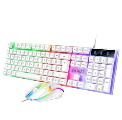 BAJEAL RGB White Gaming Keyboard & Mouse Set – Light Up Your Setu - Image 1 of 2