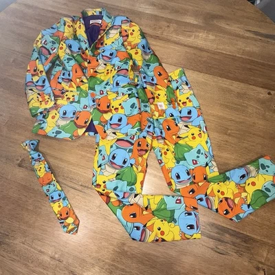 Boys Size 10 Pokémon 3- Piece Opposuit Oppo Suit Jacket Pants Tie Wedding Suit - Image 1 of 4