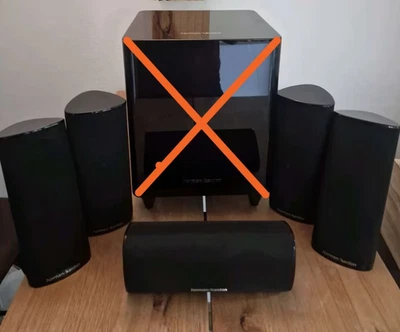 Harman Kardon Lautsprecher Set, 4 Satelliten, 1 Center, 2 Ständer - Bild 1 von 4