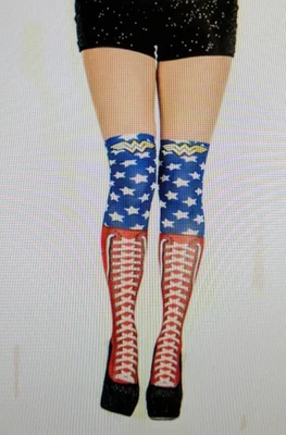 DC Comics Mujer Maravilla Calcetines hasta el muslo Mujer Maravilla Imitación Bota Calcetines - Adulto - NUEVO Foto 1 de 4