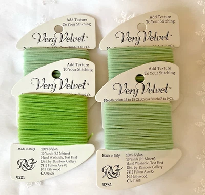 Needlepoint Embroidery Thread Rainbow Gallery Lot of 4 Very Velvet Greens New - Image 1 of 4