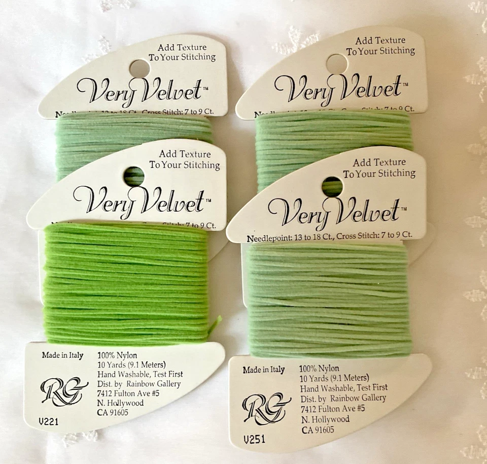Needlepoint Embroidery Thread Rainbow Gallery Lot of 4 Very Velvet Greens New - Image 1 of 4