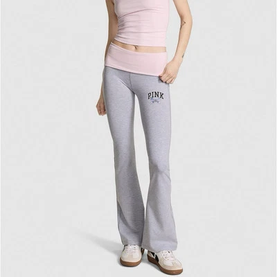 VS PINK FOLDOVER GREY & BUTTERFLY LOGO FLARE LEGGINGS LIMITED EDITION S XL & XXL - Image 1 of 4