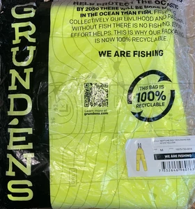 Grundens Neptune 509 Pantaloni Bavaglino Hi Vis Giallo Taglia M Impermeabile Attrezzatura da Pesca - Foto 1 di 4