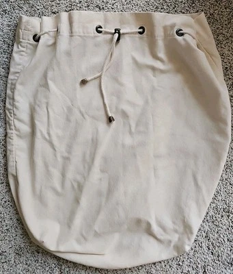 Longaberger Large Tote Bag Liner 20"x13"x5" Beige Cotton Canvas Drawstring - Image 1 of 4