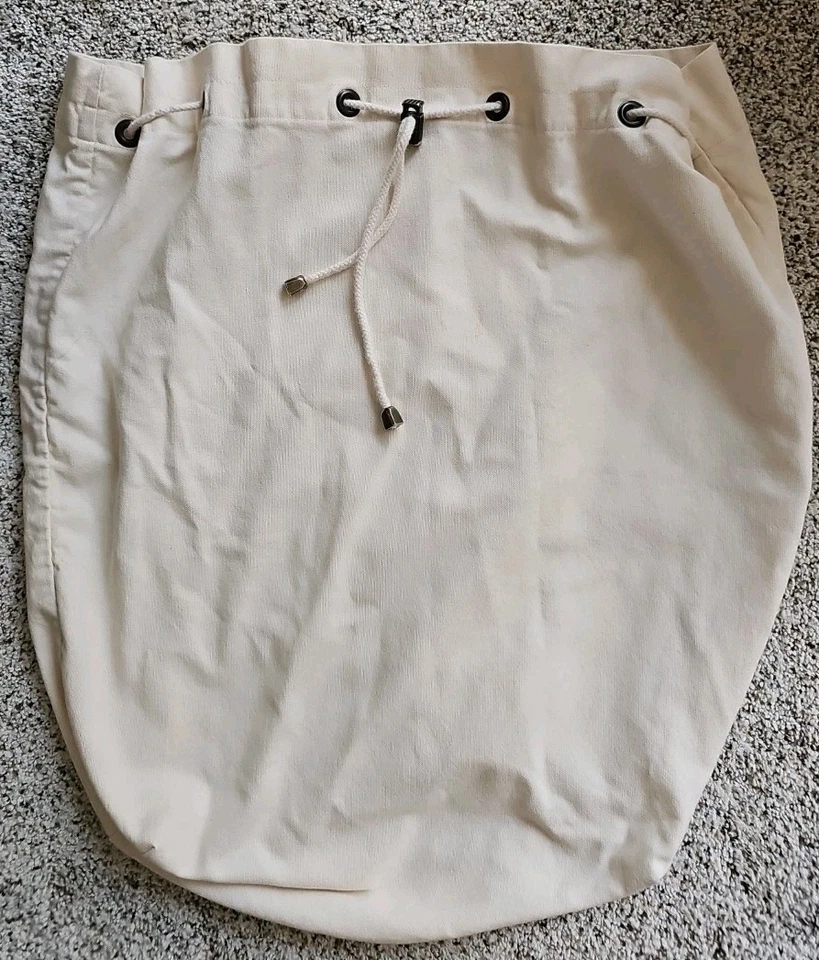 Longaberger Large Tote Bag Liner 20"x13"x5" Beige Cotton Canvas Drawstring - Image 1 of 4