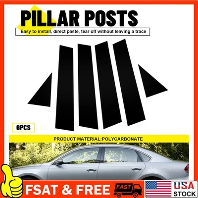 Juego de 6 postes de pilar de puerta ventana cubierta negra para Volkswagen Passat 11-15 A Foto 1 de 4