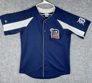 Y2K Majestic Deteout Tigers maglia baseball uomo L 22x30 blu bianco con bottoni - Foto 1 di 15