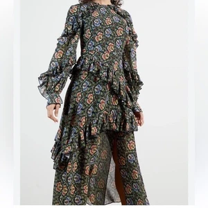 Abito midi floreale tessuto Ted Baker Tedi $525 taglia 3 US 8 Medium - Foto 1 di 7