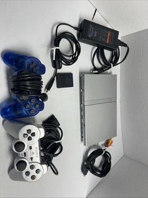 Sony PlayStation 2 PS2 Slim Silver Console Controller SCPH-77001 Tested w/ Cords