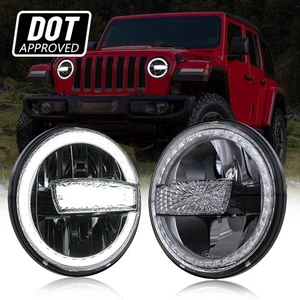 AUXBEAM 7" inch Round LED Headlights DRL Hi/Lo Beam For Freightliner FL112 Truck - Picture 1 of 12