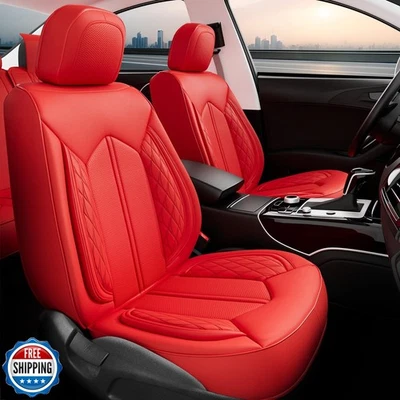 FREESOO Fundas de Asiento de Coche Solo Delanteras 2 Piezas, Fundas de Asiento de Cuero Sintético Transpirables f Foto 1 de 4