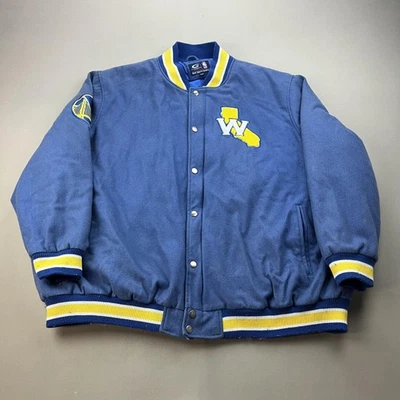 Golden State Warriors Jacket Bomber Mens 5XL Blue GIII Sport NBA Basketball Wool - Image 1 of 4