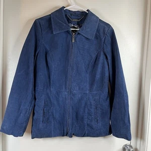 Dennis Basso 100% LEATHER Suede Full Zip Jacket Satin Lined Size M - Picture 1 of 12