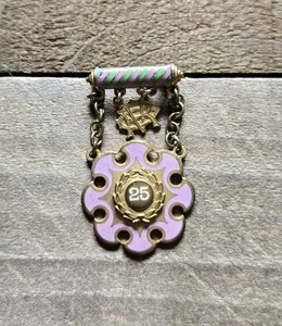Vintage Colorado Daughters of Rebekah Odd Fellows goldfarben & Emaille 25 Jahre Anstecknadel - Bild 1 von 6