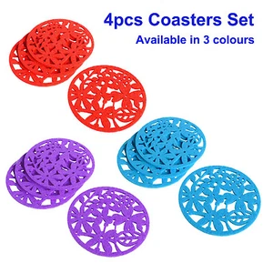 Drink Coasters,Set of 4,Assorted Colours,Placemats,Party Table Decor,Glass Mat - Picture 1 of 1