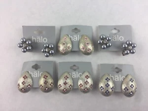 Costume Fashion Earring Lot 6 Clip On No Piercing Silver Tone Flower Jewelry - Picture 1 of 3