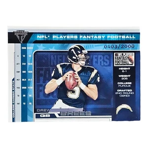 2001 Pacific Titanium Players Fantasy Football #21 Drew Brees Rookie RC #d /2000 - Picture 1 of 2