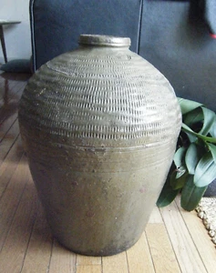 19" Antique 19th C. Chinese Terracotta Food Mijiu Wine or Pickling Jar Crock - Picture 1 of 13