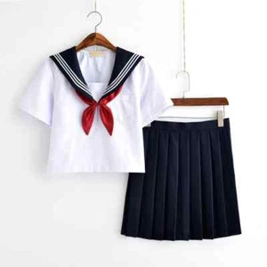 White Schoolgirl Uniform Class Navy School Uniforms Students Clothes For Girls - Picture 1 of 34