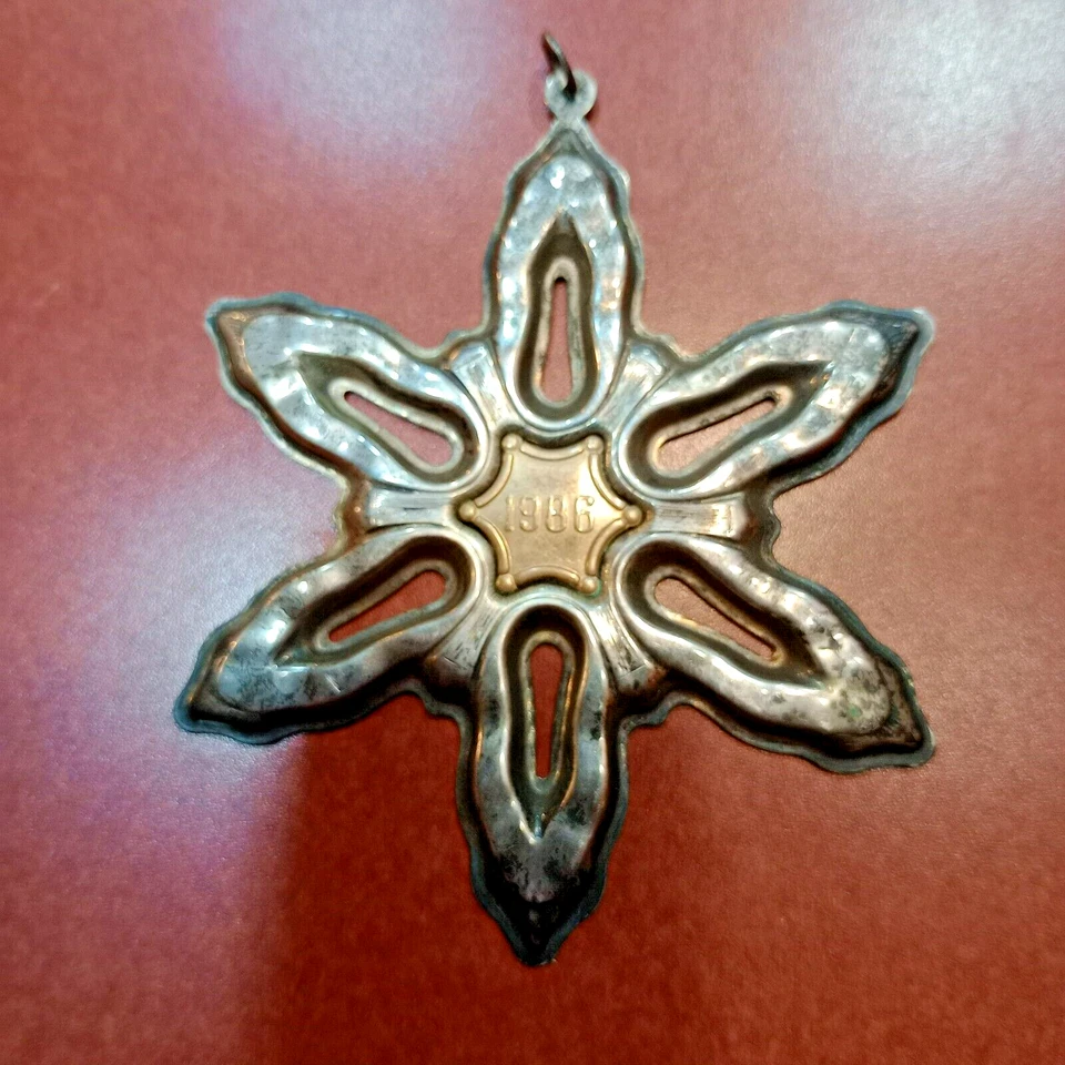 Gorham 1986 Anual Copo de Nieve Adorno Plata Esterlina Oro Relleno Centro 925 Foto 1 de 4