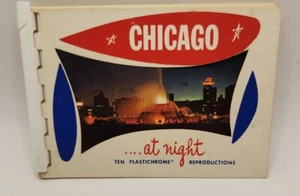 Vintage Chicago at night 10 Plastichrome Colourpicture Mini Book, Illinois - Picture 1 of 7