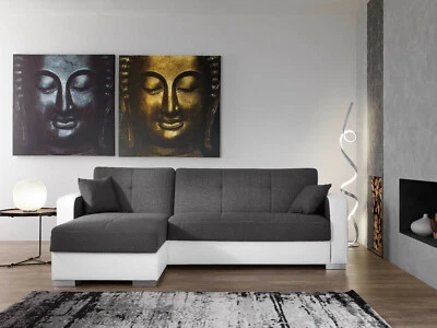 DIVANO ANGOLARE PRONTOLETTO ANTRACITE/BIANCO/NOCCIOLA/GRIGIO CON CONTENITORE   - Immagine 1 di 3