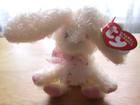Ty Basket Beanie Baby MARSHMALLOW the Bunny Rabbit  (4 inch) Ivory & Pink ~ 2005
