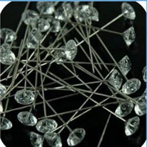 100pcs for Bouquets Wedding Flowers Decor Clear Diamond Pins 6x40mm - Picture 1 of 4
