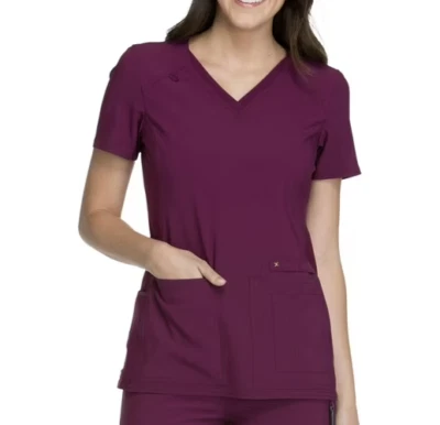 Cherokee 4-pocket Workwear Scrubs V-Neck Top Eggplant Size 2XL - Image 1 of 4